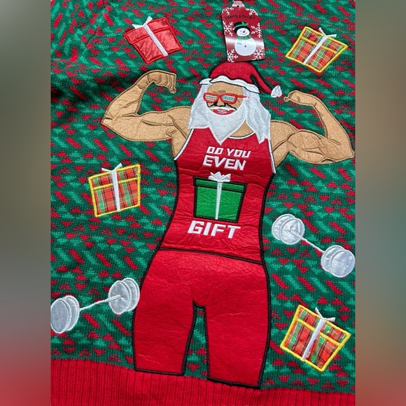 BLIZZARD BAY mens ugly Christmas weight lifting holiday sweater Size Medium NWT - Picture 3 of 7